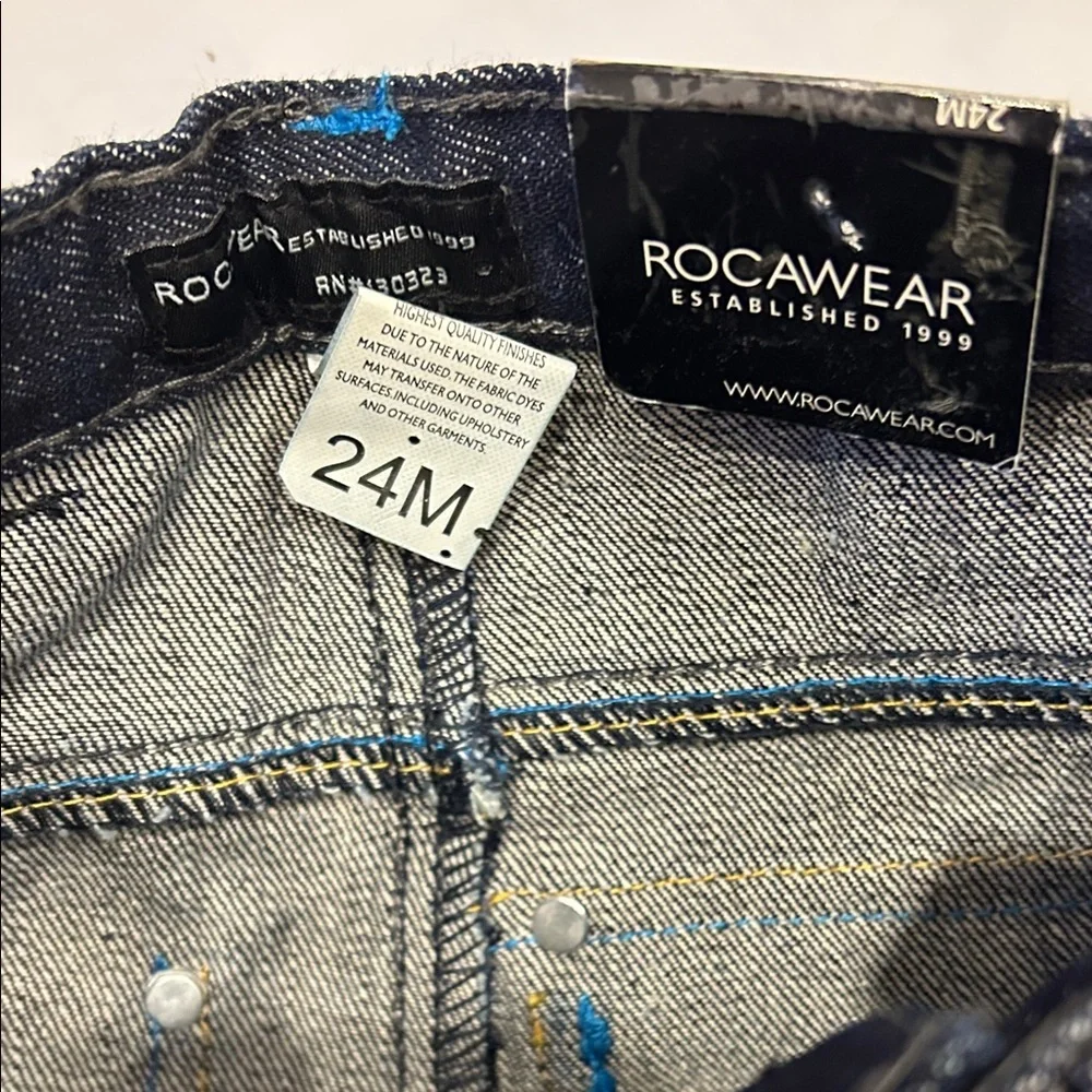 Rocawear Dark Denim Jeans with Yellow and Blue Stitching - Picture 4 of 12